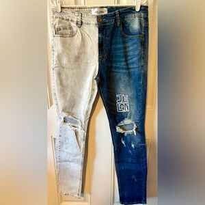 NWOT Two-Tone Skinny Jeans - Black and Blue